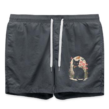 Cottagecore avec chat noir et - Short de bain - charbon - Devant - AI Model Male 185 light (185cm)