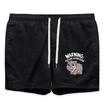 Moo Deng Caution: Passive Aggressive - Swim Trunks - black - Front - AI Model Male 185 light (185cm)