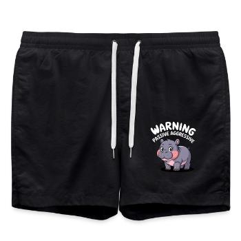 Moo Deng: Beware Passive Aggressive - Swim Trunks - black - Front - AI Model Male 185 light (185cm)