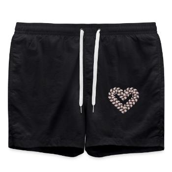 Cable Knit Heart Cable Knit Frame - Swim Trunks - black - Front - AI Model Male 185 light (185cm)