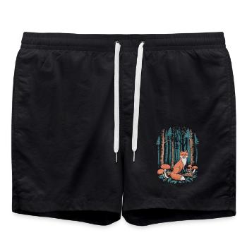Fuchs Im Wald Cottagecore Szene - Badeshorts - Schwarz - Vorne - AI Model Male 185 light (185cm)