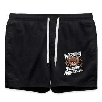 Attention Bande dessinée passive ours agressif - Short de bain - noir - Devant - AI Model Male 185 light (185cm)