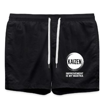 Kaizen improvement is my mantra - Swim Trunks - black - Front - AI Model Male 185 light (185cm)