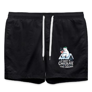 Hot chocolate is my love language Bear - Swim Trunks - black - Front - AI Model Male 185 light (185cm)