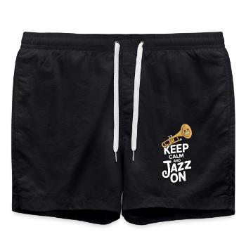 Keep Calm And Jazz On Bleib Ruhig Mit Jazz - Swim Trunks - black - Front - AI Model Male 185 light (185cm)