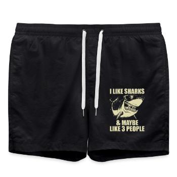 Funny Shark Design For Men Women Kids Shark Lover - Short de bain - noir - Devant - AI Model Male 185 light (185cm)