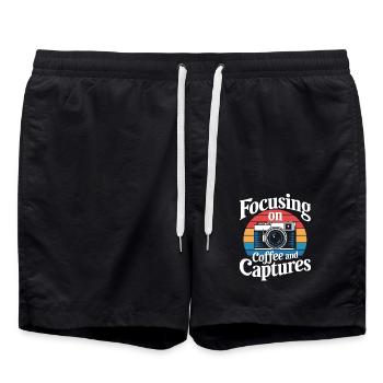 Photographer: Capturing coffee and moments - Swim Trunks - black - Front - AI Model Male 185 light (185cm)