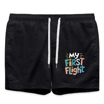 Meine Erste Flugreise Abenteuer Für Kleine Piloten - Badeshorts - Schwarz - Vorne - AI Model Male 185 light (185cm)