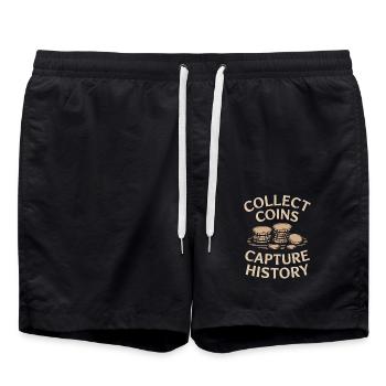 Collectionnez les pièces Numismatique Expérience Histoire - Short de bain - noir - Devant - AI Model Male 185 light (185cm)