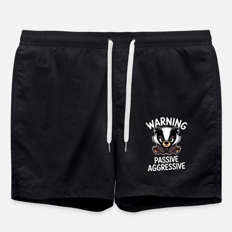 Avertissement Passif Agressif Blaireau - Short de bain - noir