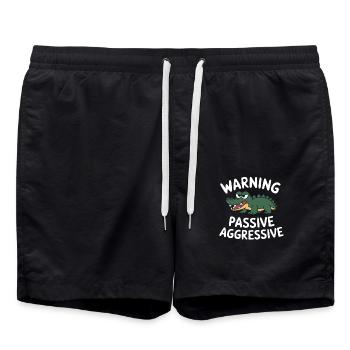 Vorsicht Passiv Aggressiv Krokodil Warnung - Badeshorts - Schwarz - Vorne - AI Model Male 185 light (185cm)