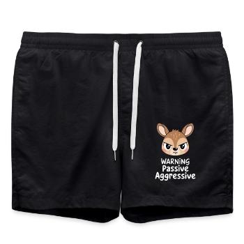 Warning Passive Aggressive Animal Face - Swim Trunks - black - Front - AI Model Male 185 light (185cm)