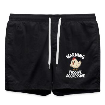 Attention Passive Aggressive Chicken Funny Motif - Swim Trunks - black - Front - AI Model Male 185 light (185cm)