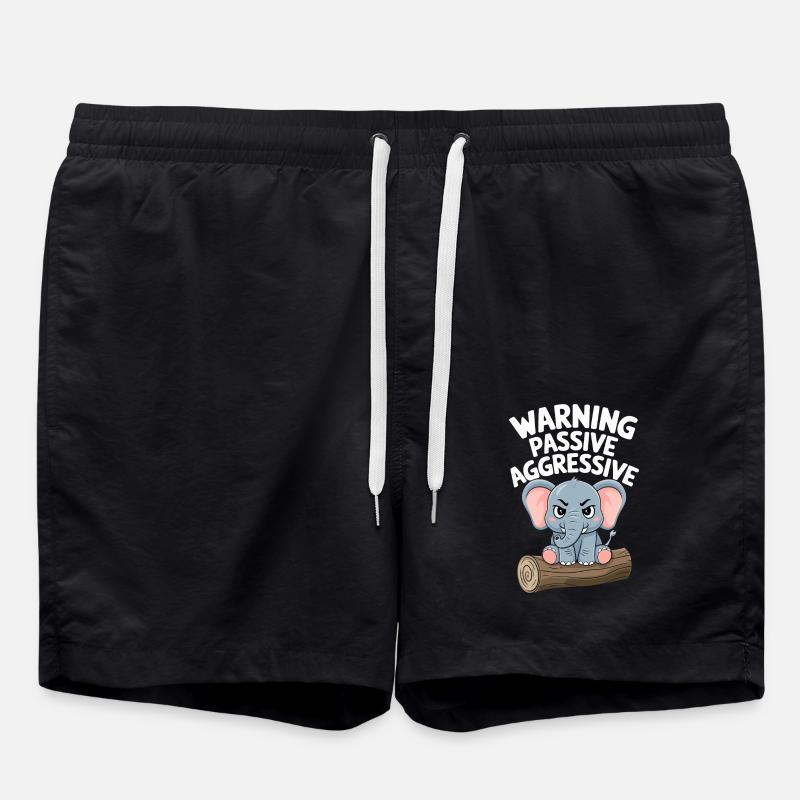 Attention Passif-Agressif Drôle d’éléphant - Short de bain - noir