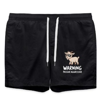 Attention Motif Chèvre Agressive Passif - Short de bain - noir - Devant - AI Model Male 185 light (185cm)