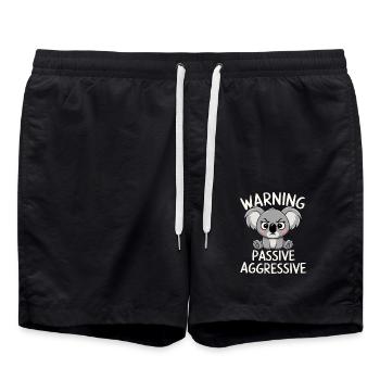 Warning: Passive, Aggressive, Koala - Swim Trunks - black - Front - AI Model Male 185 light (185cm)