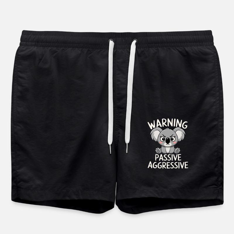 Avertissement : Passif, Agressif, Koala - Short de bain - noir