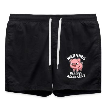 Beware Passive Aggressive Pig Comic - Swim Trunks - black - Front - AI Model Male 185 light (185cm)