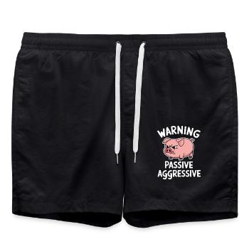 Avertissement Porc passif agressif - Short de bain - noir - Devant - AI Model Male 185 light (185cm)