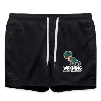 Warning Passive Aggressive Dino Humor - Swim Trunks - black - Front - AI Model Male 185 light (185cm)