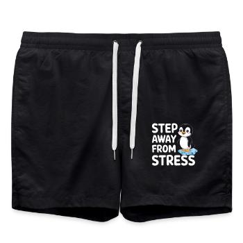 Évadez-vous du stress avec un pingouin mignon - Short de bain - noir - Devant - AI Model Male 185 light (185cm)