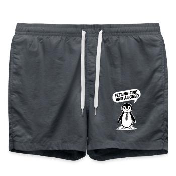 Pingouin avec cravate : se sentir bien et aligné - Short de bain - charbon - Devant - AI Model Male 185 light (185cm)