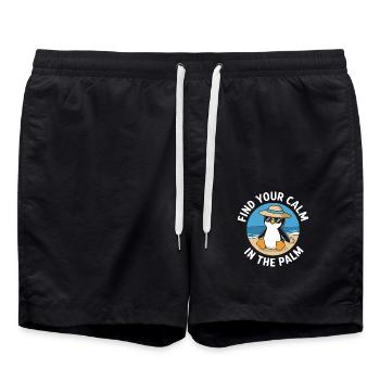 Trouvez votre paix sur la plage avec Penguin - Short de bain - noir - Devant - AI Model Male 185 light (185cm)