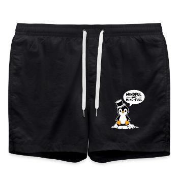 Pingouin conscient avec un chapeau haut de forme sur un bloc de glace - Short de bain - noir - Devant - AI Model Male 185 light (185cm)