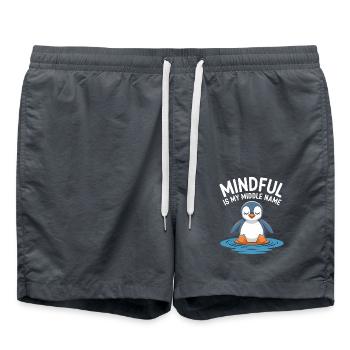 Méditation pingouin consciente Relaxation - Short de bain - charbon - Devant - AI Model Male 185 light (185cm)