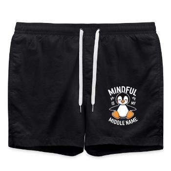 Achtsamkeit Ist Mein Zweiter Vorname - Badeshorts - Schwarz - Vorne - AI Model Male 185 light (185cm)