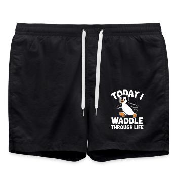 Heute Watschel Ich Durchs Leben - Badeshorts - Schwarz - Vorne - AI Model Male 185 light (185cm)