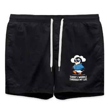 Today I'm waddling through my life - Swim Trunks - black - Front - AI Model Male 185 light (185cm)