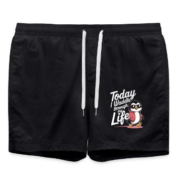 Today I waddle through my life cool - Swim Trunks - black - Front - AI Model Male 185 light (185cm)
