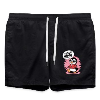 Today I waddle through my life in style - Swim Trunks - black - Front - AI Model Male 185 light (185cm)