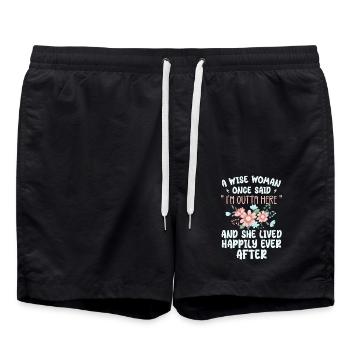 Eine weise Frau sagte einmal, ich bin hier raus - Badeshorts - Schwarz - Vorne - AI Model Male 185 light (185cm)