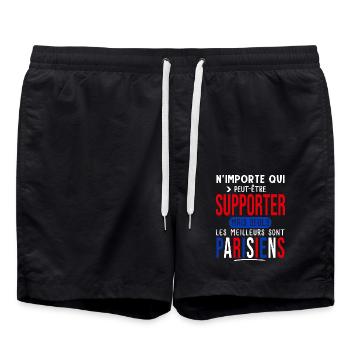 Paris Parisiens supporter football paris 75 - Short de bain - noir - Devant - AI Model Male 185 light (185cm)