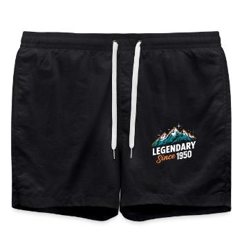 Legendär Seit 1950 Wanderer Geburtstag Bergwandern - Badeshorts - Schwarz - Vorne - AI Model Male 185 light (185cm)