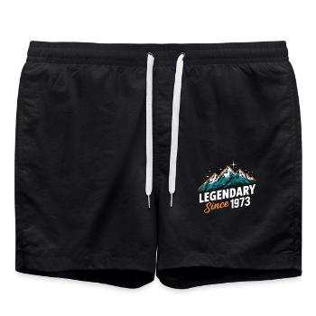 Legendär Seit 1973 Wanderer Geburtstag Bergwandern - Badeshorts - Schwarz - Vorne - AI Model Male 185 light (185cm)