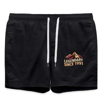 Legendär Seit 1991 Wanderer Berg Vintage - Badeshorts - Schwarz - Vorne - AI Model Male 185 light (185cm)