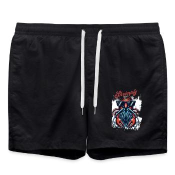 Shrimply the best word game - Swim Trunks - black - Front - AI Model Male 185 light (185cm)