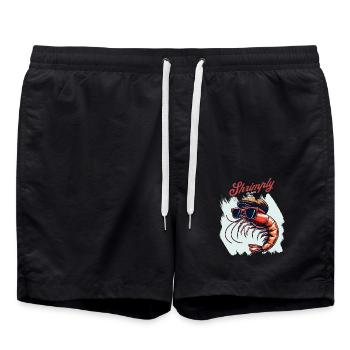 Shrimply the best word game - Swim Trunks - black - Front - AI Model Male 185 light (185cm)