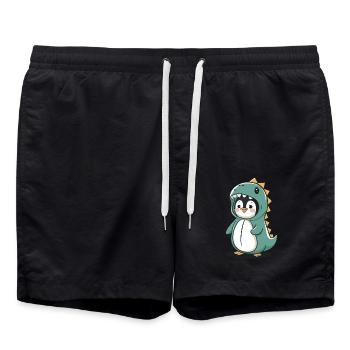 Pingouin mignon en costume de dinosaure - Short de bain - noir - Devant - AI Model Male 185 light (185cm)