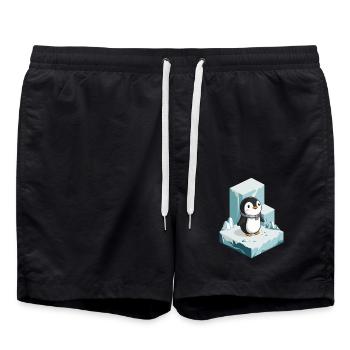 Niedlicher Pinguin Auf Eisberg Illustration - Badeshorts - Schwarz - Vorne - AI Model Male 185 light (185cm)