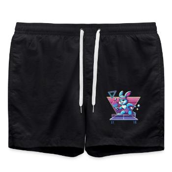 Vaporwave Lapin de Tennis de Table Sinthwave Retro - Short de bain - noir - Devant - AI Model Male 185 light (185cm)