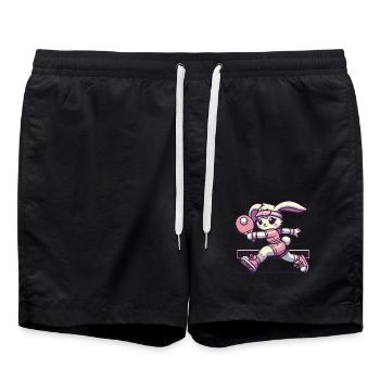 Kawaii Bunny Table Tennis Player - Swim Trunks - black - Front - AI Model Male 185 light (185cm)