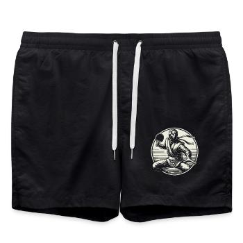 Retro Ninja Joueur de tennis de table Artwork Design - Short de bain - noir - Devant - AI Model Male 185 light (185cm)