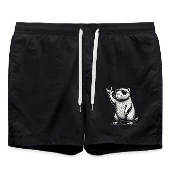 Musique Rock Heavy Metal Festival Capybara - Short de bain - noir - Devant - AI Model Male 185 light (185cm)