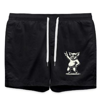 Funny Rock Music Pig Heavy Metal Festival - Swim Trunks - black - Front - AI Model Male 185 light (185cm)