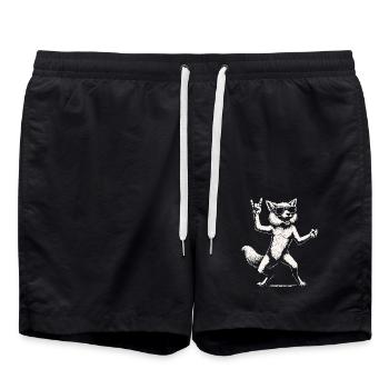 Lustiger Rock Musik Fuchs Heavy Metal Festival - Badeshorts - Schwarz - Vorne - AI Model Male 185 light (185cm)