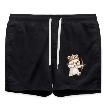 Cute bear with bow and arrow - Swim Trunks - black - Front - AI Model Male 185 light (185cm)
